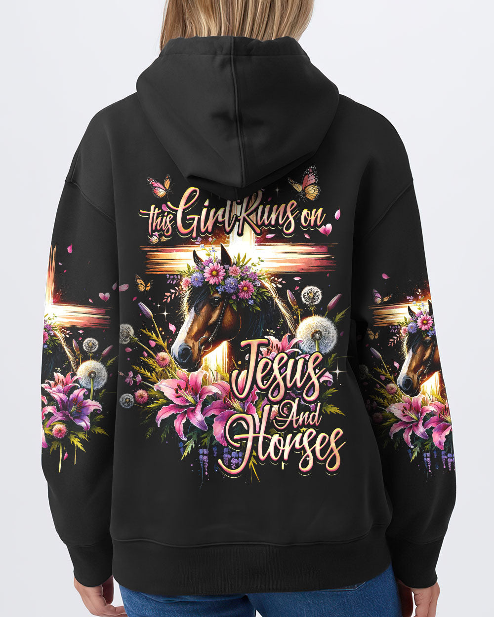 Runs On Jesus And Horses Women's All Over Print Shirt - Ty0112232