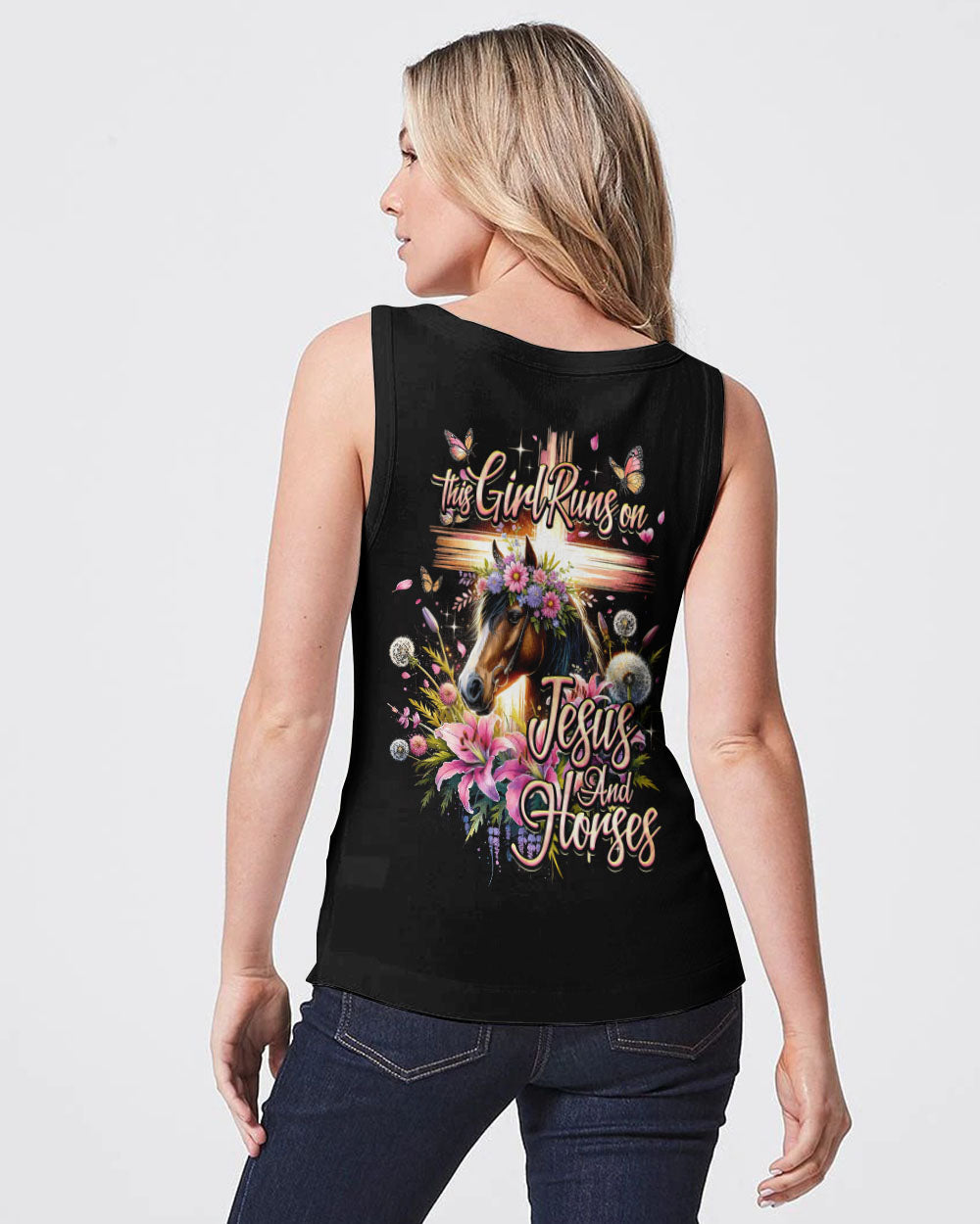 Runs On Jesus And Horses Women's All Over Print Shirt - Ty0112232