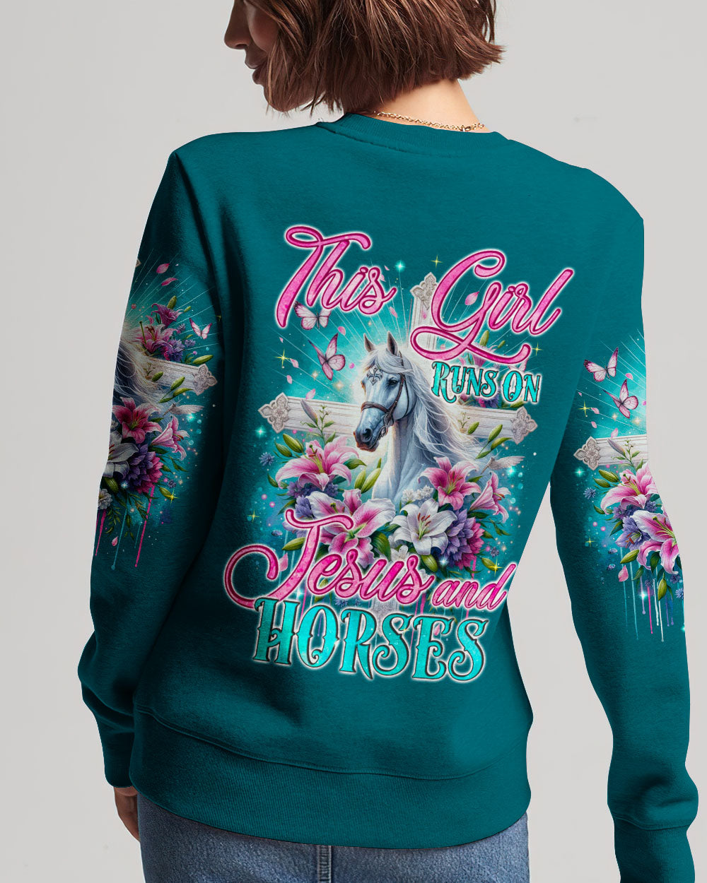 Runs On Jesus And Horses Women's All Over Print Shirt - Tyqy1612234