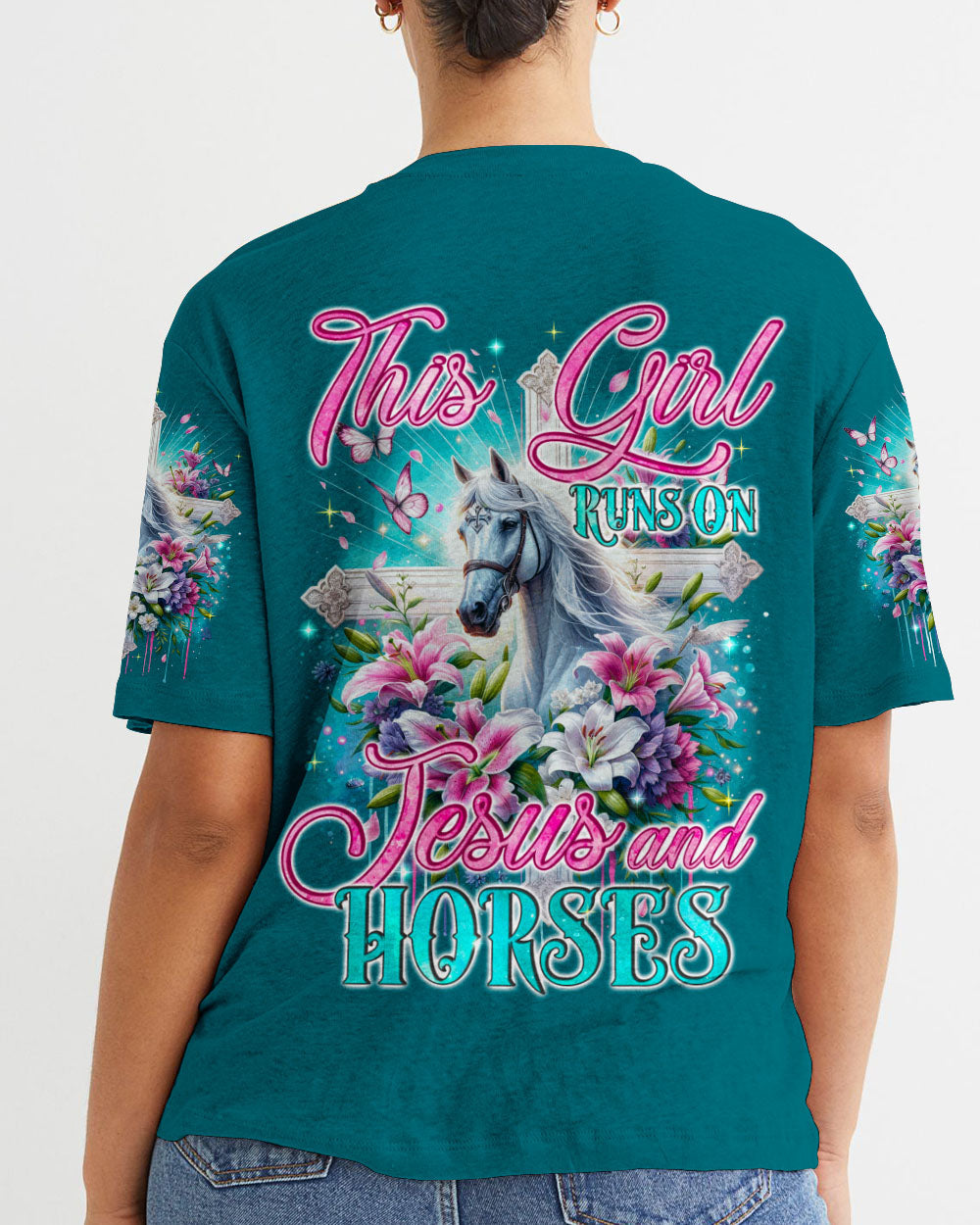 Runs On Jesus And Horses Women's All Over Print Shirt - Tyqy1612234