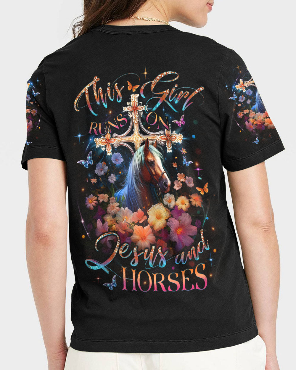 Runs On Jesus And Horses Women's All Over Print Shirt - Yhlt0612233