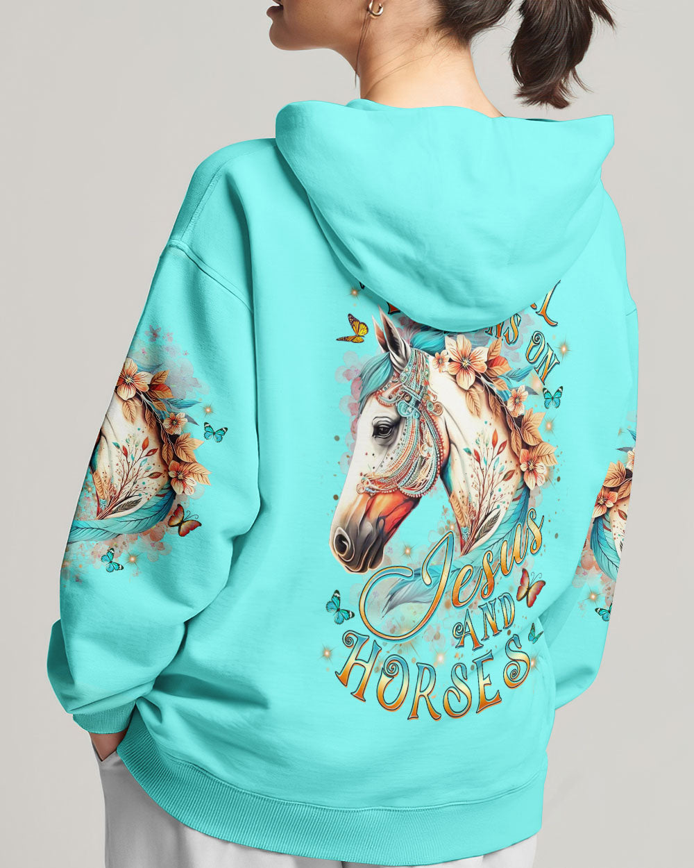 This Girl Runs On Jesus And Horses Women's All Over Print Shirt - Yhdu0308233