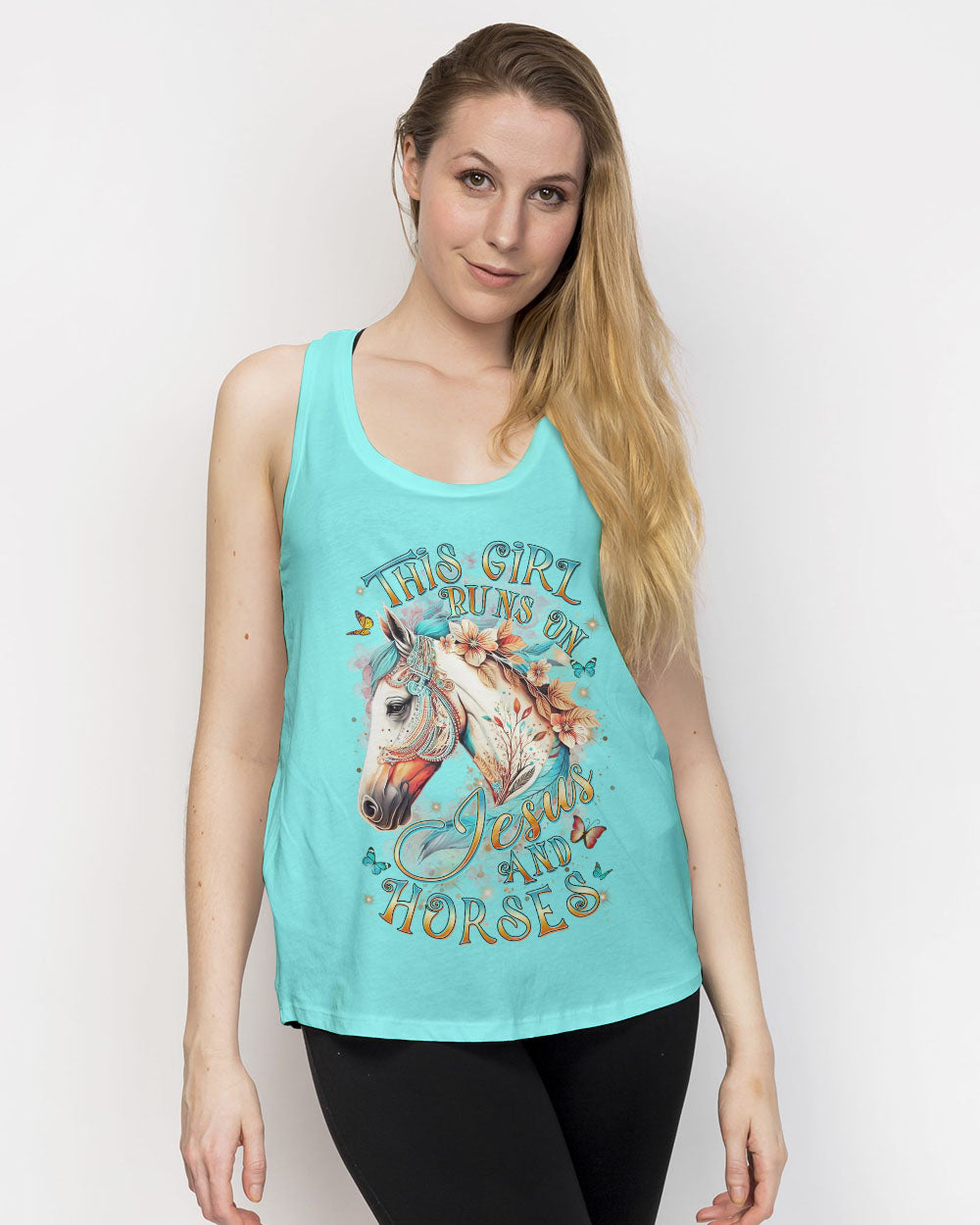 This Girl Runs On Jesus And Horses Women's All Over Print Shirt - Yhdu0308233