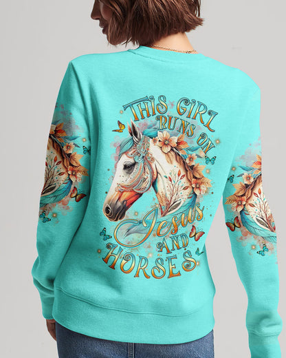 This Girl Runs On Jesus And Horses Women's All Over Print Shirt - Yhdu0308233