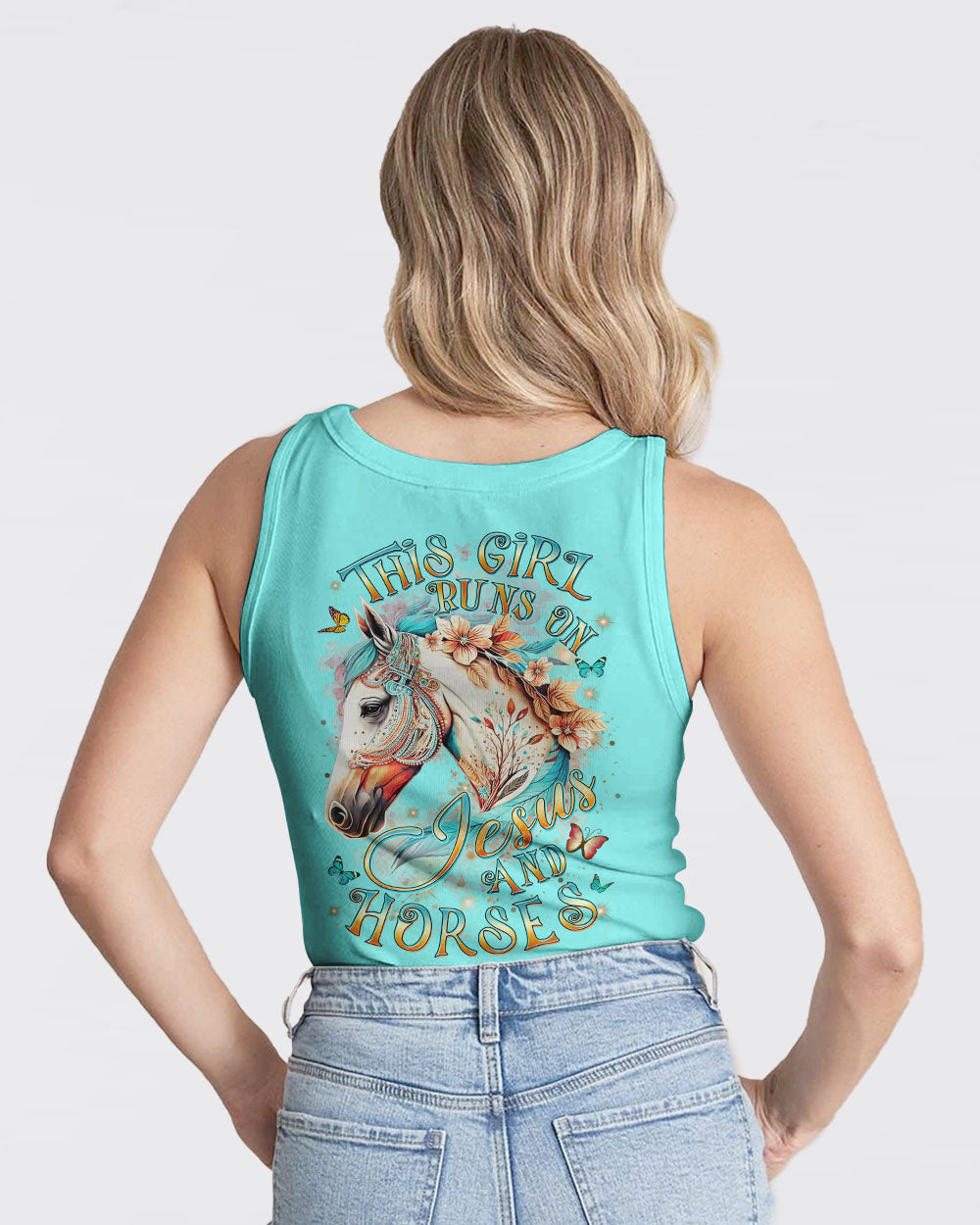 This Girl Runs On Jesus And Horses Women's All Over Print Shirt - Yhdu0308233