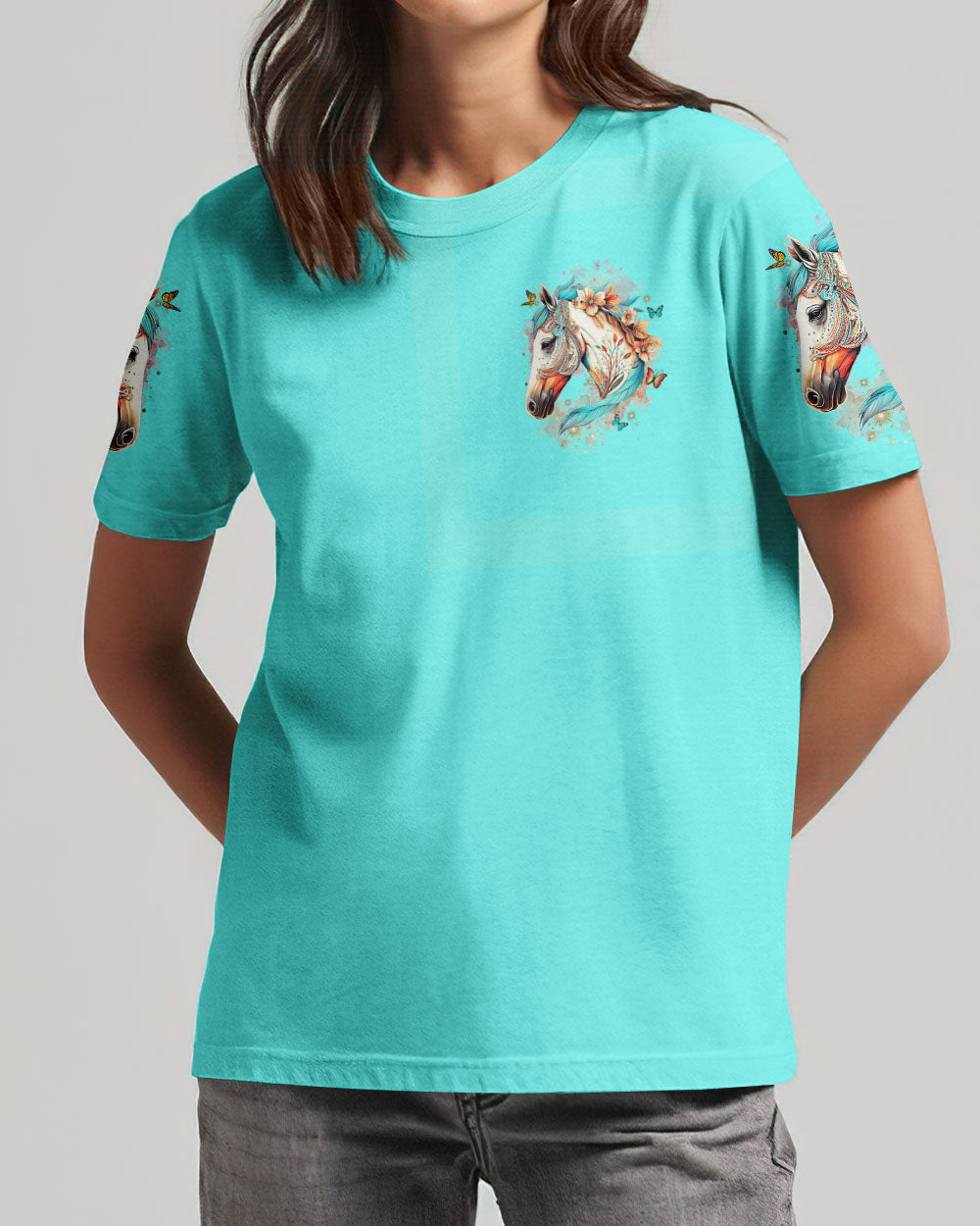 This Girl Runs On Jesus And Horses Women's All Over Print Shirt - Yhdu0308233