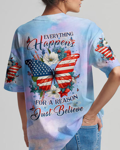 Just Believe Butterfly Flag Women's All Over Print Shirt - Yhdu0408232