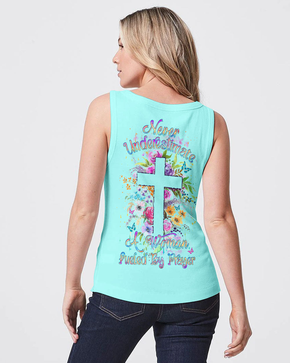 Never Underestimate A Woman Fueled By Prayer Women's All Over Print Shirt - Yhdu1708232