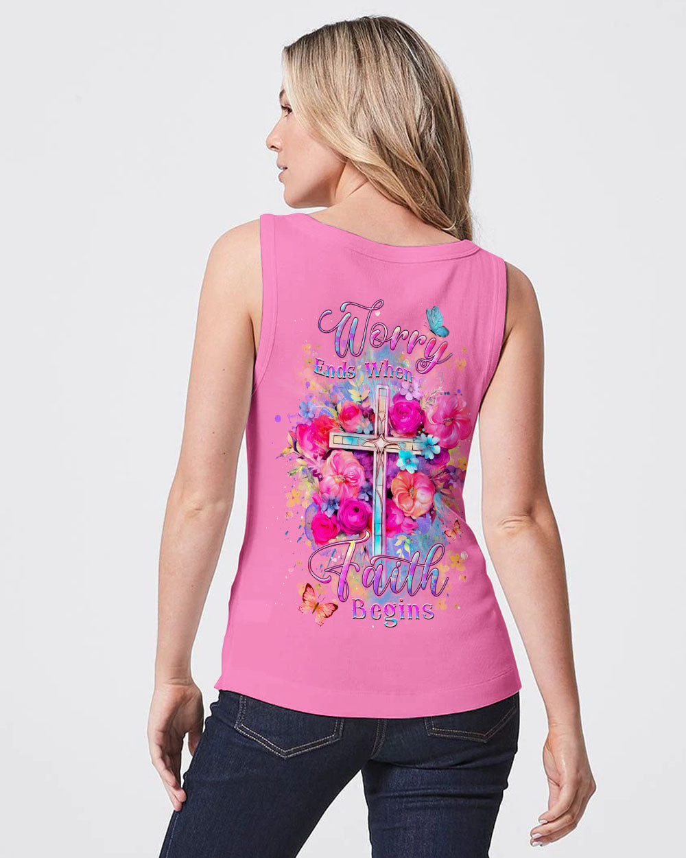 Worry Ends When Faith Begins Women's All Over Print Shirt - Yhdu609231