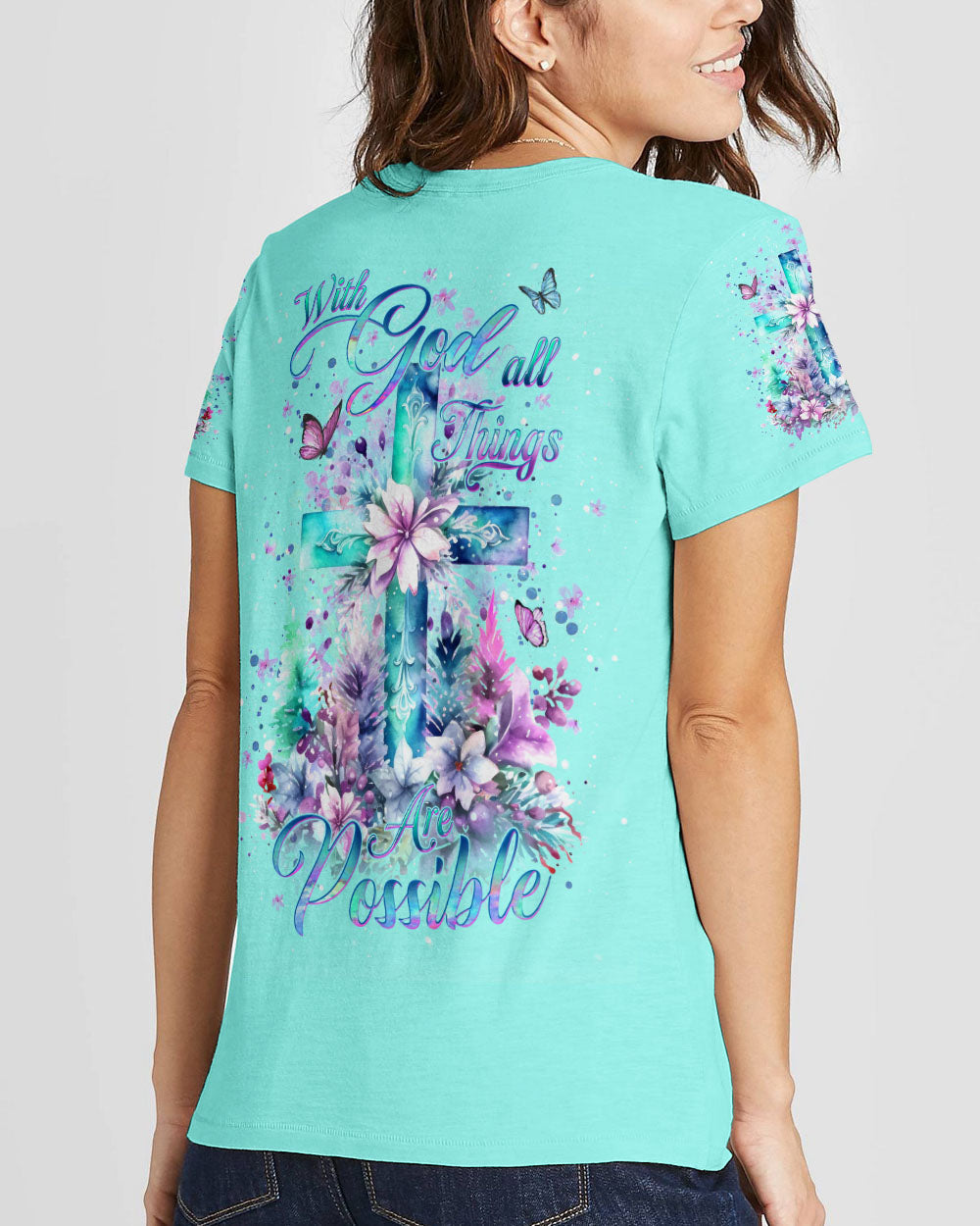 With God All Things Are Possible Women's All Over Print Shirt - Yhdu611232