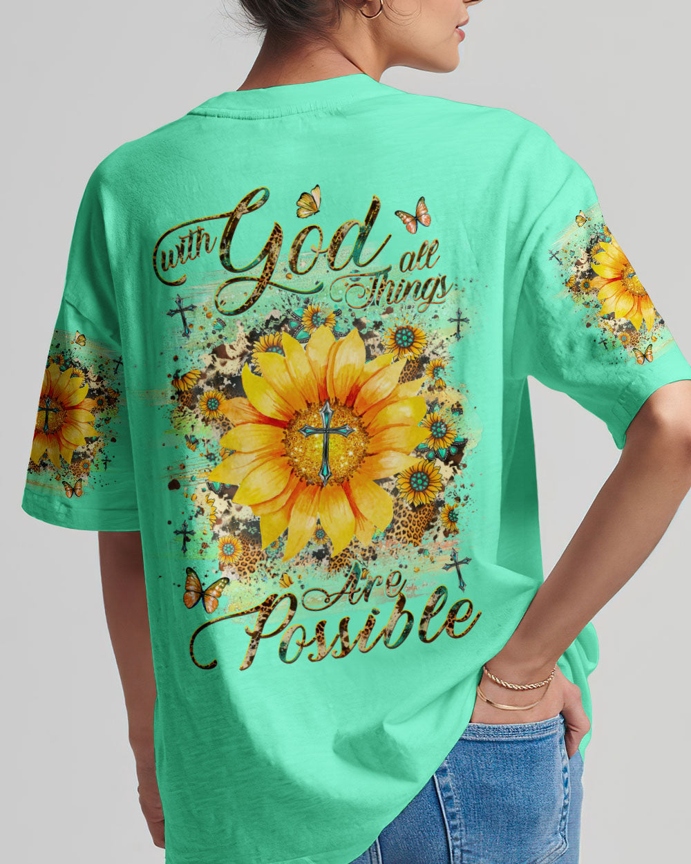 With God All Things Are Possible Sunflower Women's All Over Print Shirt - Yhhg1909231