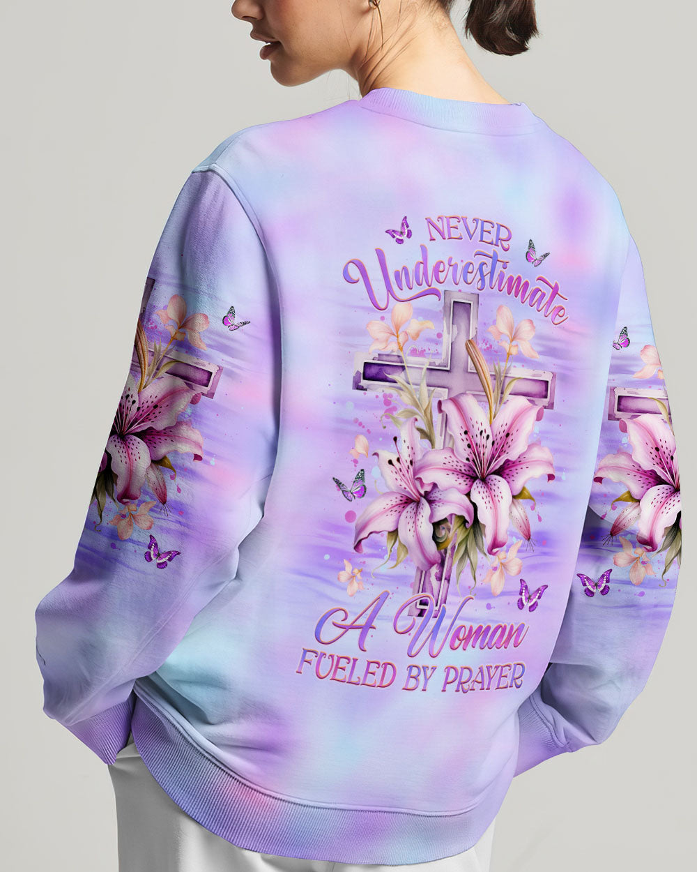 Never Underestimate A Woman Fueled By Prayer Women's All Over Print Shirt - Yhhg2408233