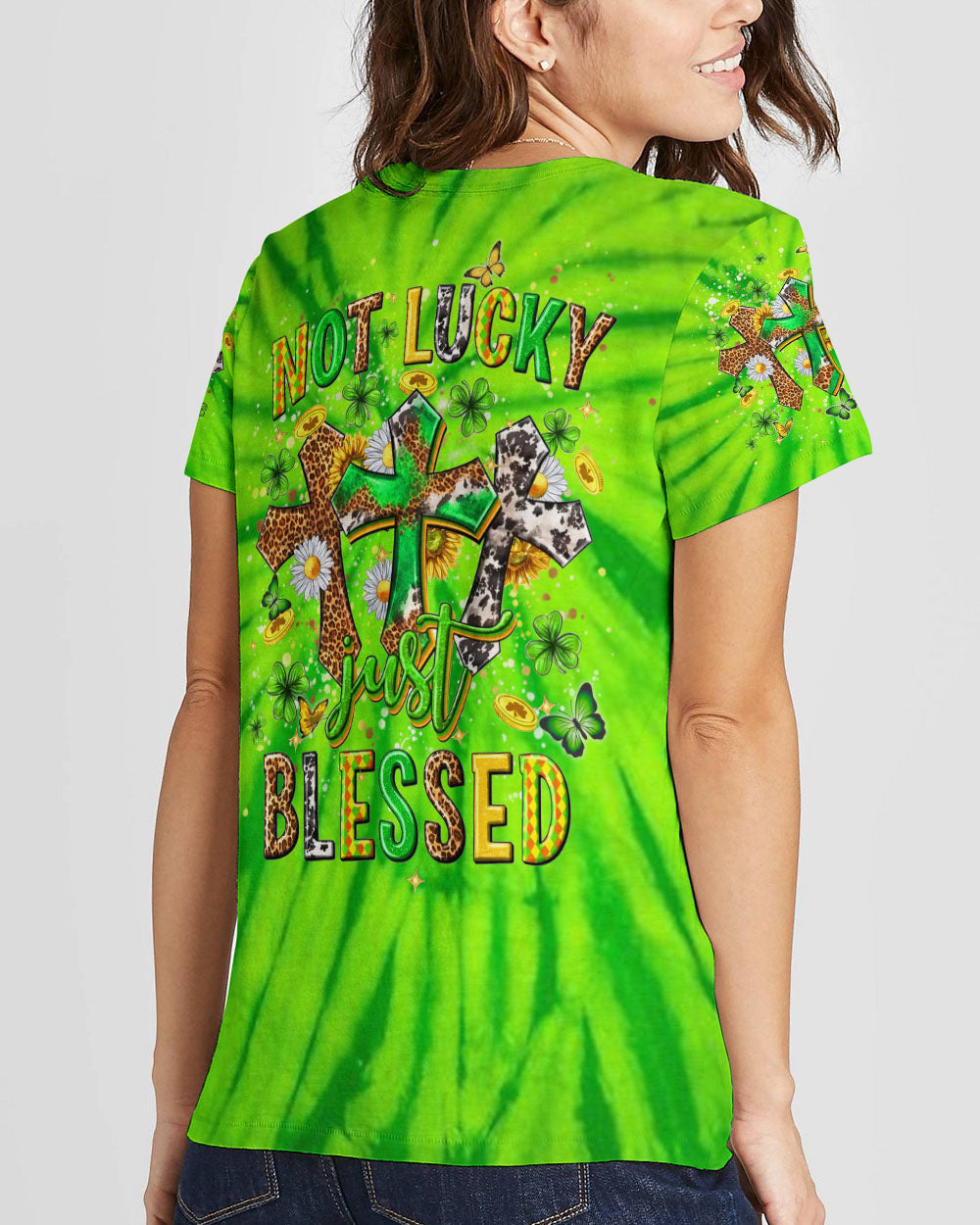 Not Lucky Just Blessed St Patrick's Day Women's All Over Print Shirt - Yhhn2501243