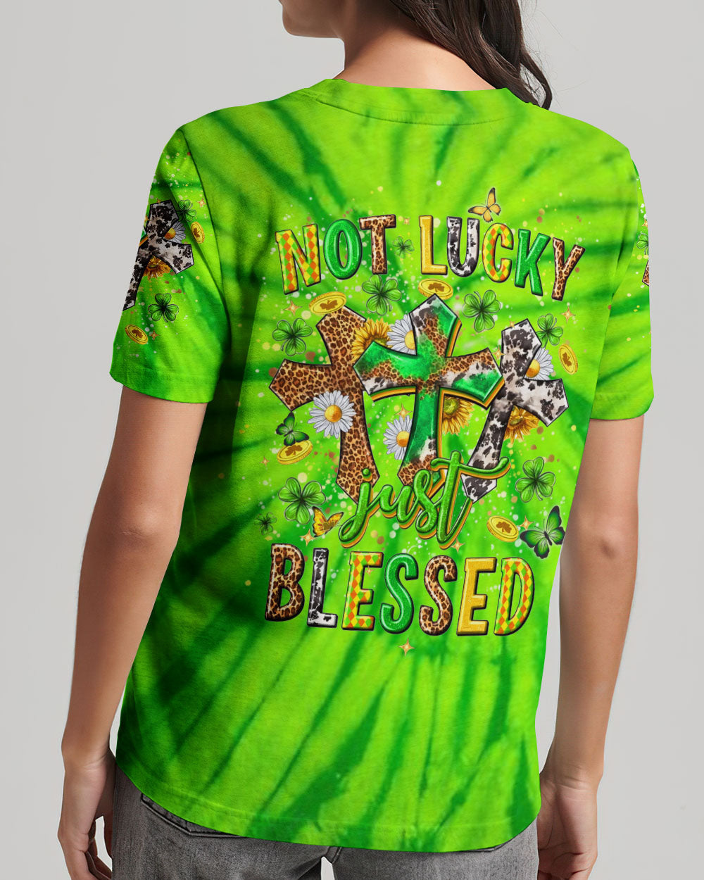 Not Lucky Just Blessed St Patrick's Day Women's All Over Print Shirt - Yhhn2501243