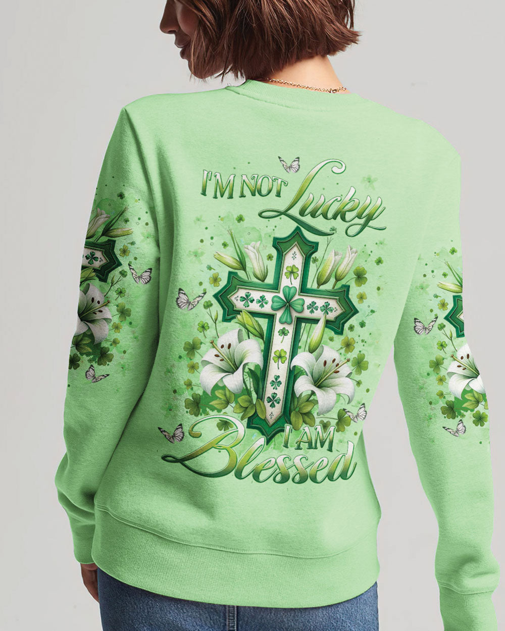 I'm Not Lucky I Am Blessed Women's Patrick's Day All Over Print Shirt - Yhlt0801241