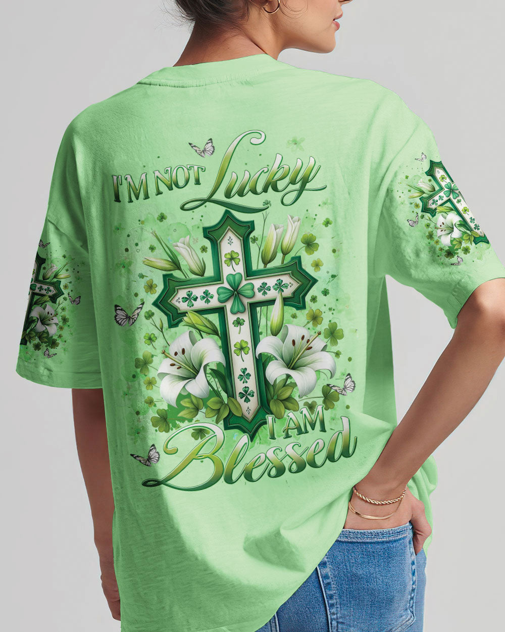 I'm Not Lucky I Am Blessed Women's Patrick's Day All Over Print Shirt - Yhlt0801241