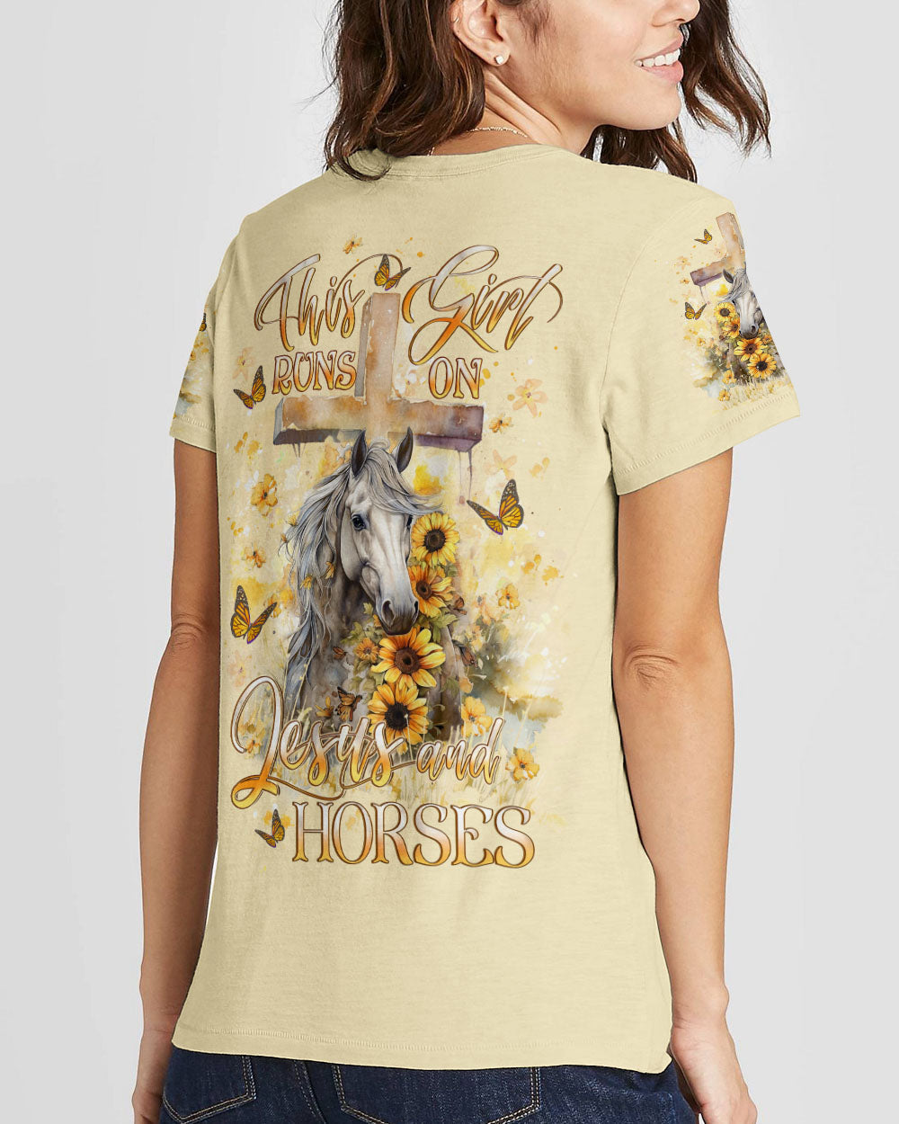 Runs On Jesus And Horses Women's All Over Print - Yhlt2612232