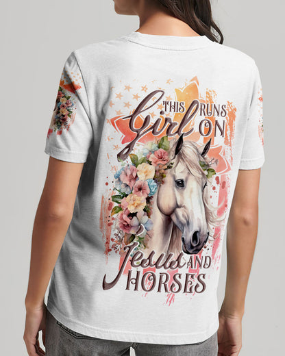 Runs On Jesus And Horses Women's All Over Print Shirt - Tlnt1907234