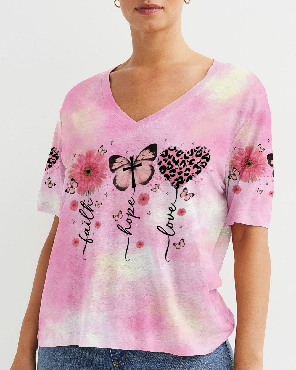 Faith Hope Love Tie Dye Women's All Over Print Shirt - Tltr1307231