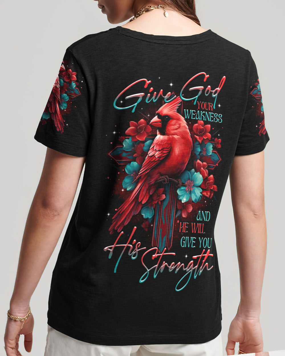 Give God Your Weakness Cardinal Bird Women's All Over Print Shirt - Tltr1707231