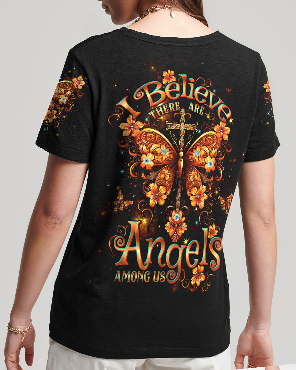 I Believe There Are Angels Among Us Butterfly Women's All Over Print Shirt - Tltw1907232