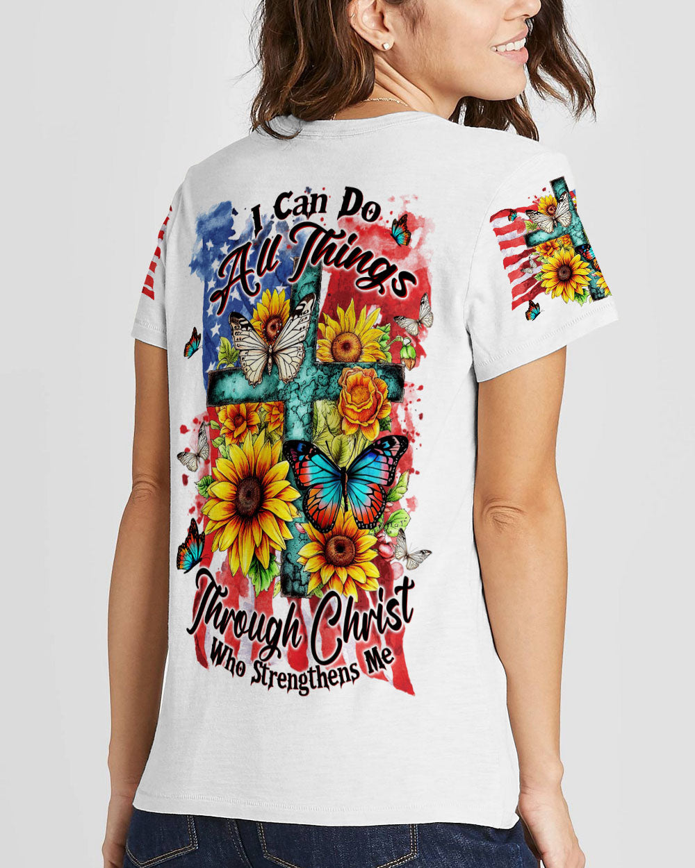 I Can Do All Things Flag Women's All Over Print Shirt - Tltw2007232