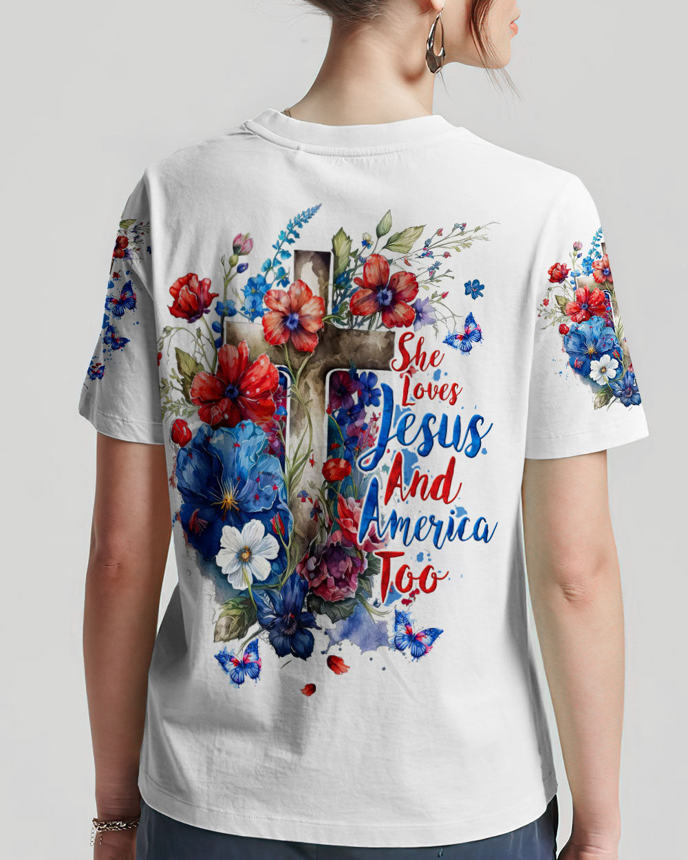 She Loves Jesus And America Too Women's All Over Print Shirt - Tltw2407233