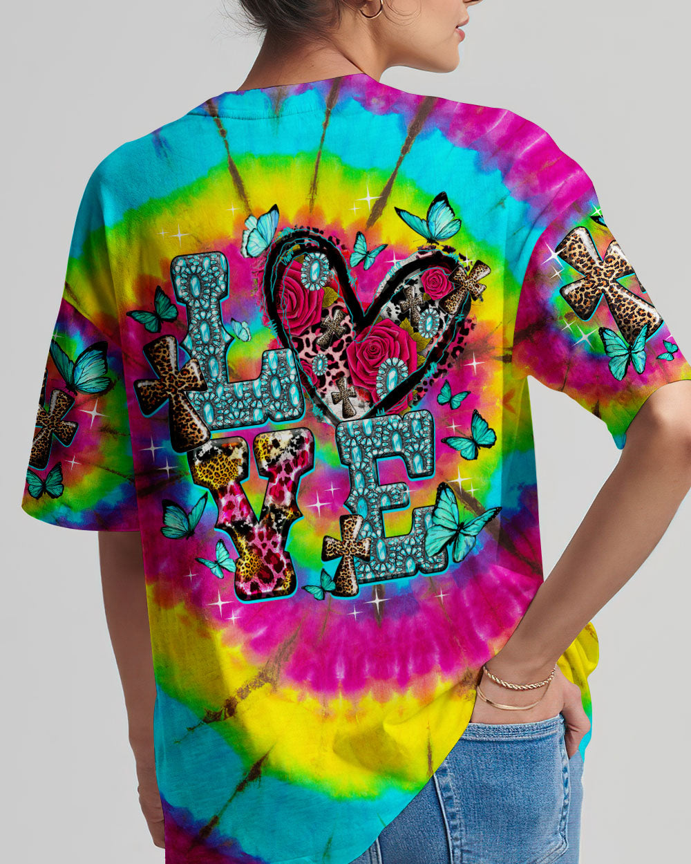 Love Cross Tie Dye Women's All Over Print Shirt - Ty1007232