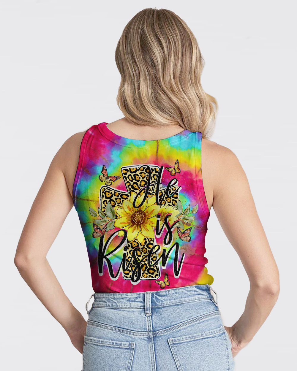 He Is Risen Cross With Sunflowers Tie Dye Women's All Over Print Shirt - Tytd0707231