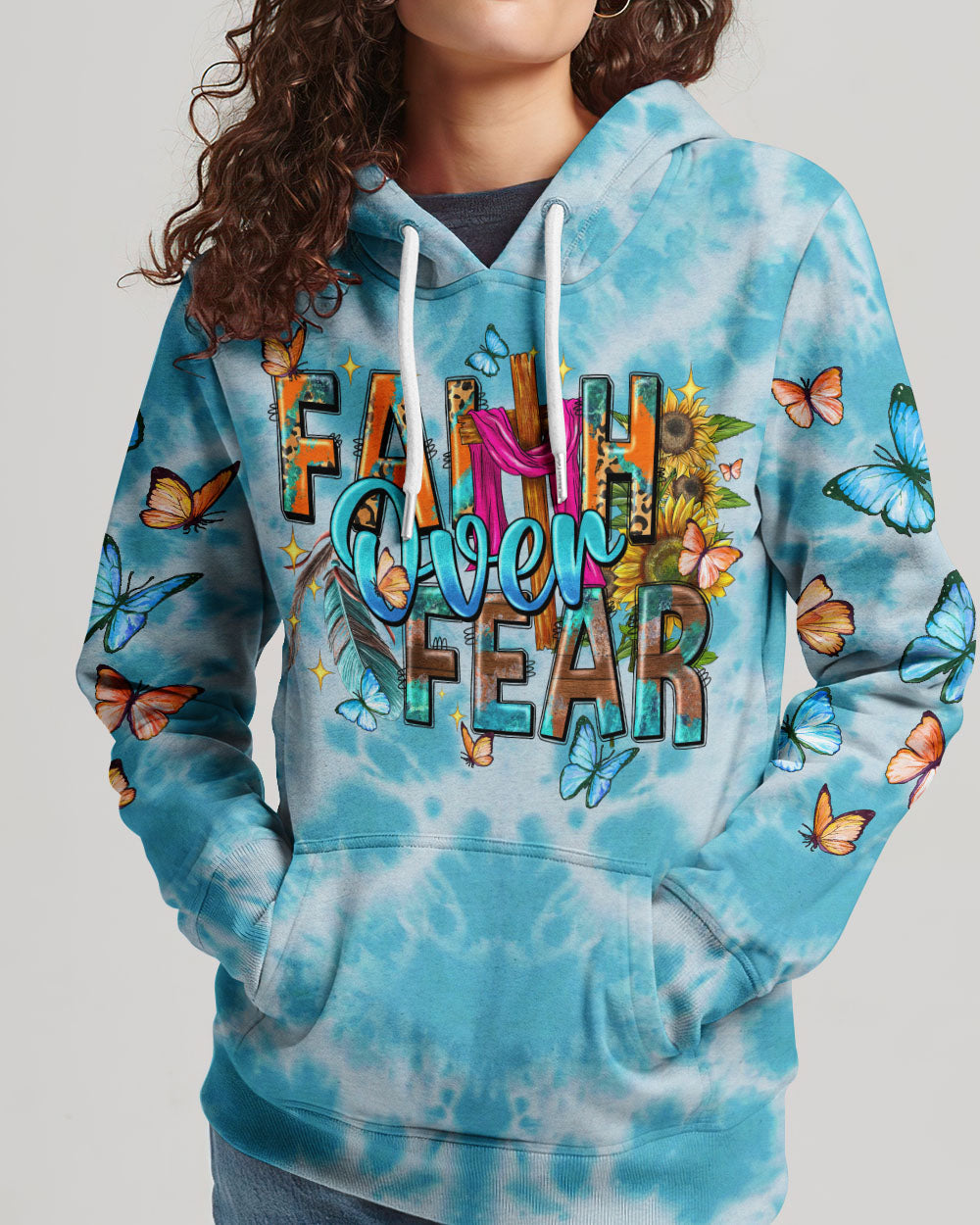 Faith Over Fear Tie Dye Women's All Over Print Shirt - Tytd0807233