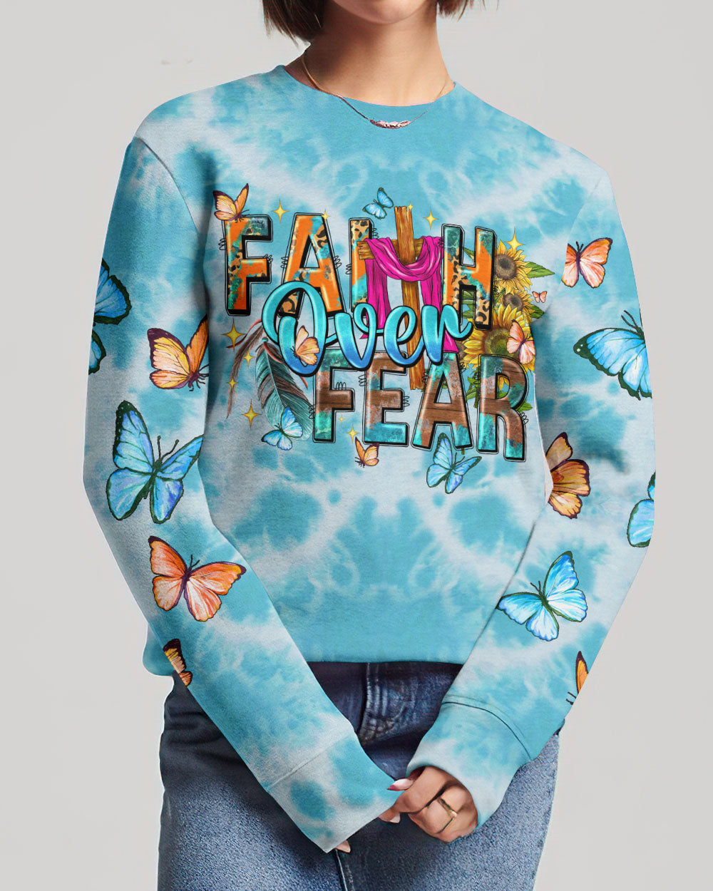 Faith Over Fear Tie Dye Women's All Over Print Shirt - Tytd0807233