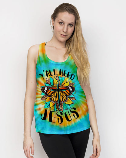 Y'all Need Jesus Tie Dye Women's All Over Print Shirt - Tytd1007235