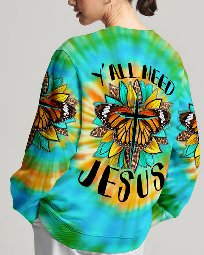 Y'all Need Jesus Tie Dye Women's All Over Print Shirt - Tytd1007235