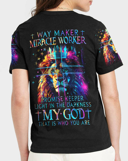 Way Maker Miracle Worker Lion Cross Women's All Over Print Shirt - Tytm0507234