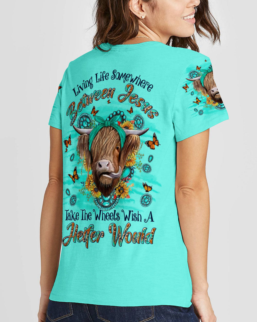 Living Life Somewhere Between Jesus Heifer Women's All Over Print Shirt - Yhln1407234