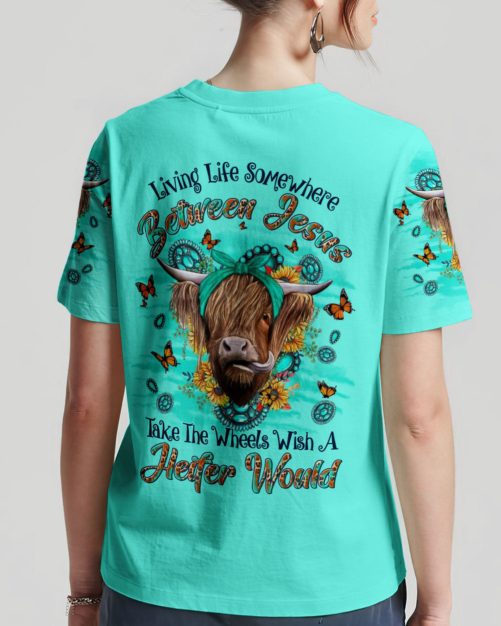 Living Life Somewhere Between Jesus Heifer Women's All Over Print Shirt - Yhln1407234