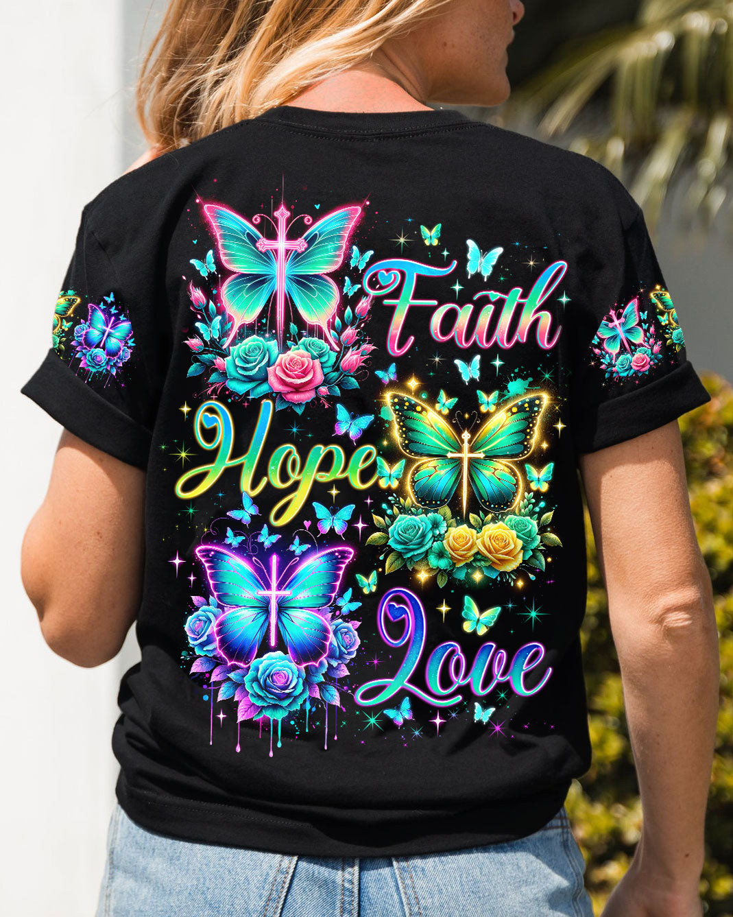 Faith Hope Love Butterfly Women's All Over Print Shirt - Tlno2501244