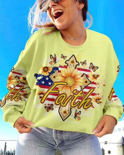 Faith Sunflower Flag Women's All Over Print Shirt - Tlno1708232