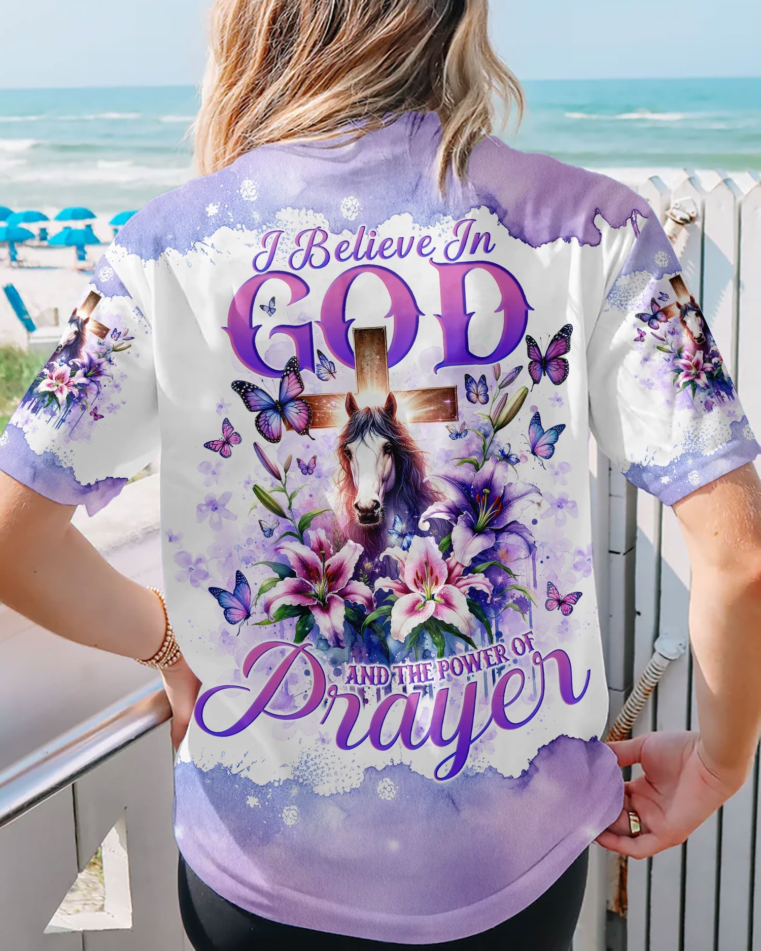 I Believe In God Cross Horse Lilies Women's All Over Print Shirt - Tlno0512233