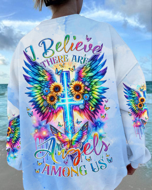 I Believe There Are Angels Among Us Cross Wings Women's All Over Print Shirt - Tlnz1912235