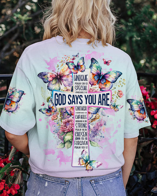 God Says You Are Cross Butterfly Women's All Over Print Shirt - Tlnz2802241