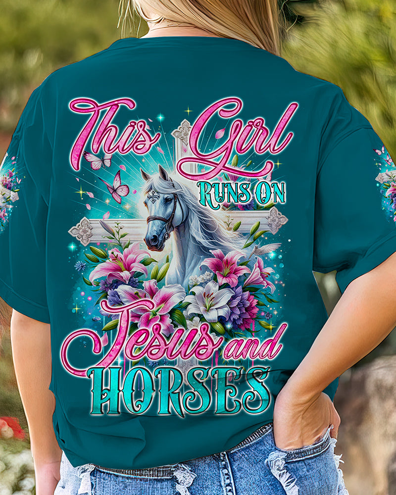 Runs On Jesus And Horses Women's All Over Print Shirt - Tyqy1612234