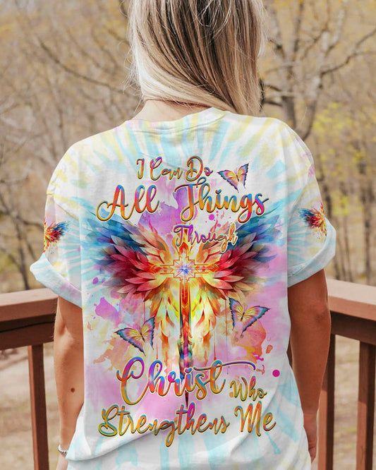 I Can Do All Things Through Christ Wings Colorful Women's All Over Print Shirt - Tlnz1110234