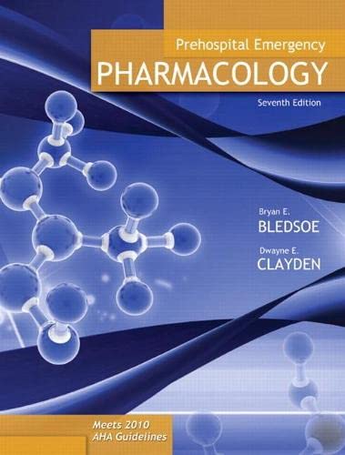 Prehospital Emergency Pharmacology 7th Edition by Bryan E Bledsoe