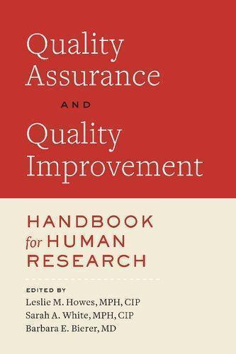 Quality Assurance And Quality Improvement Handbook For Human Research