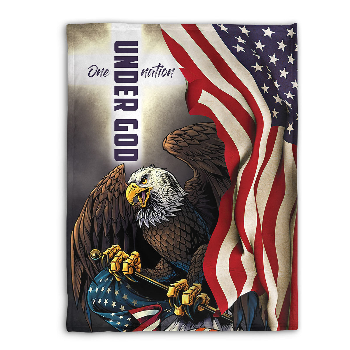 Eagle Christian Fleece Blanket - One Nation Under God AA70