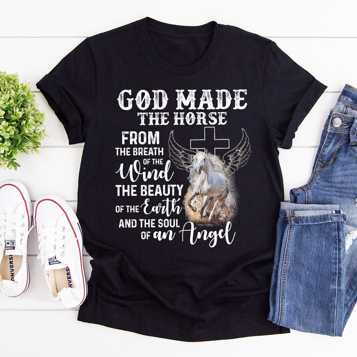 Christian Unisex T-shirt - God Made The Horse From The Breath Of The Wind AHN223