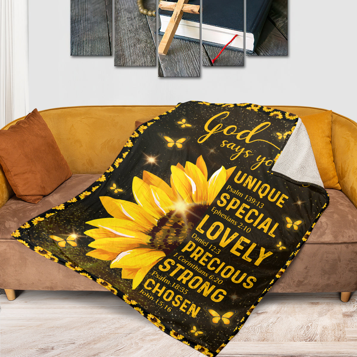 God Says You Are Forgiven - Pretty Sunflower Fleece Blanket AHN187