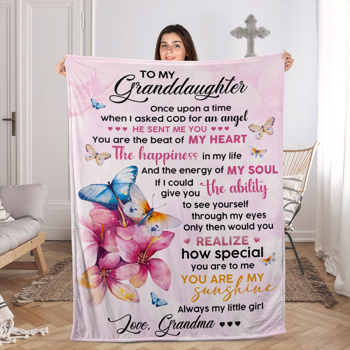 You Are The Beat Of My Heart - Lovely Butterly Fleece Blanket For Granddaughter AHN159