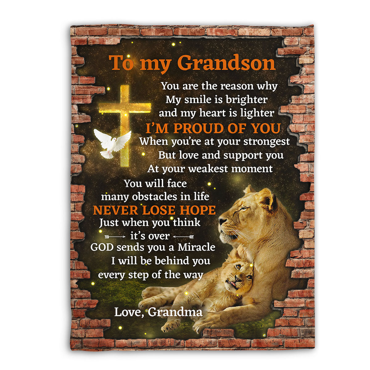 I Will Be Behind You Every Step Of The Way - Unique Lion Fleece Blanket For Grandson AHN182